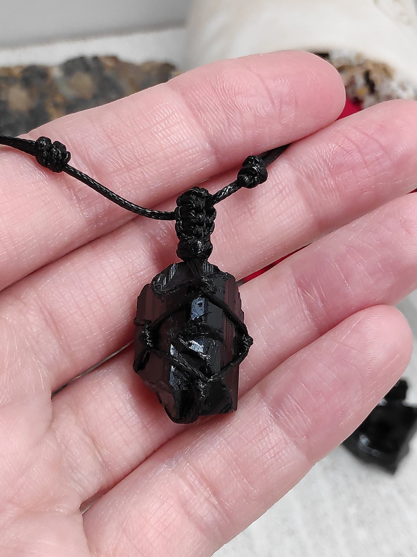 Black Tourmaline Pendant Necklace Raw Gemstone, evil eye Protection, Healing Crystal, Unisex, reiki, handmade Jewelry, Gift Idea