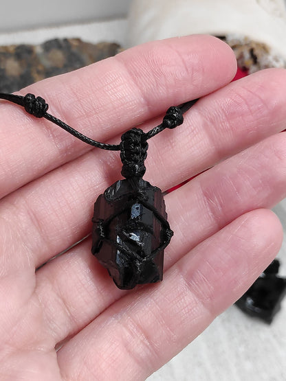 Black Tourmaline Pendant Necklace Raw Gemstone, evil eye Protection, Healing Crystal, Unisex, reiki, handmade Jewelry, Gift Idea