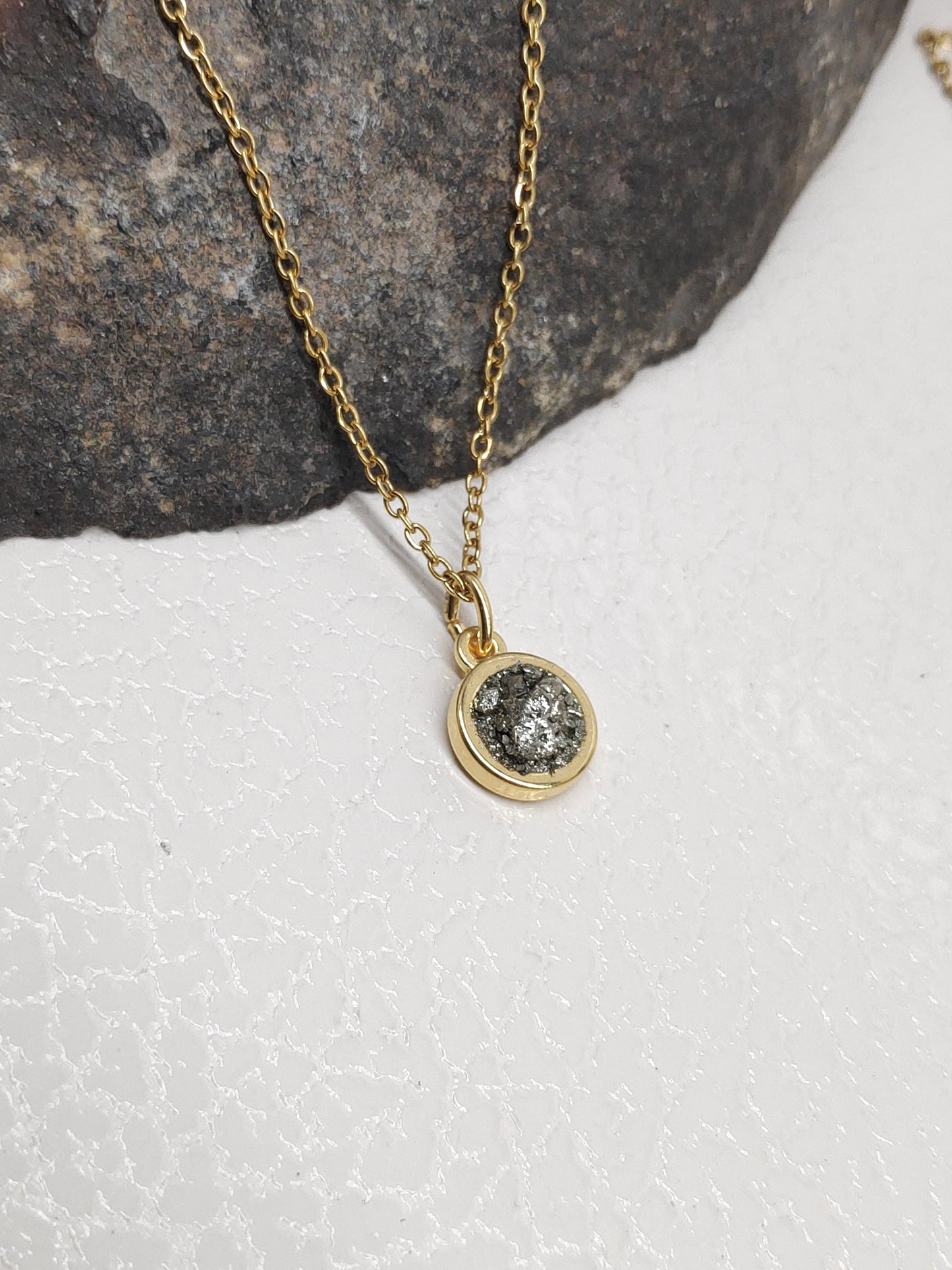 Raw Pyrite Cubes Pendant Necklace, wealth stone, healing, protection, tiny, dainty adjustable chain necklace, gift for woman