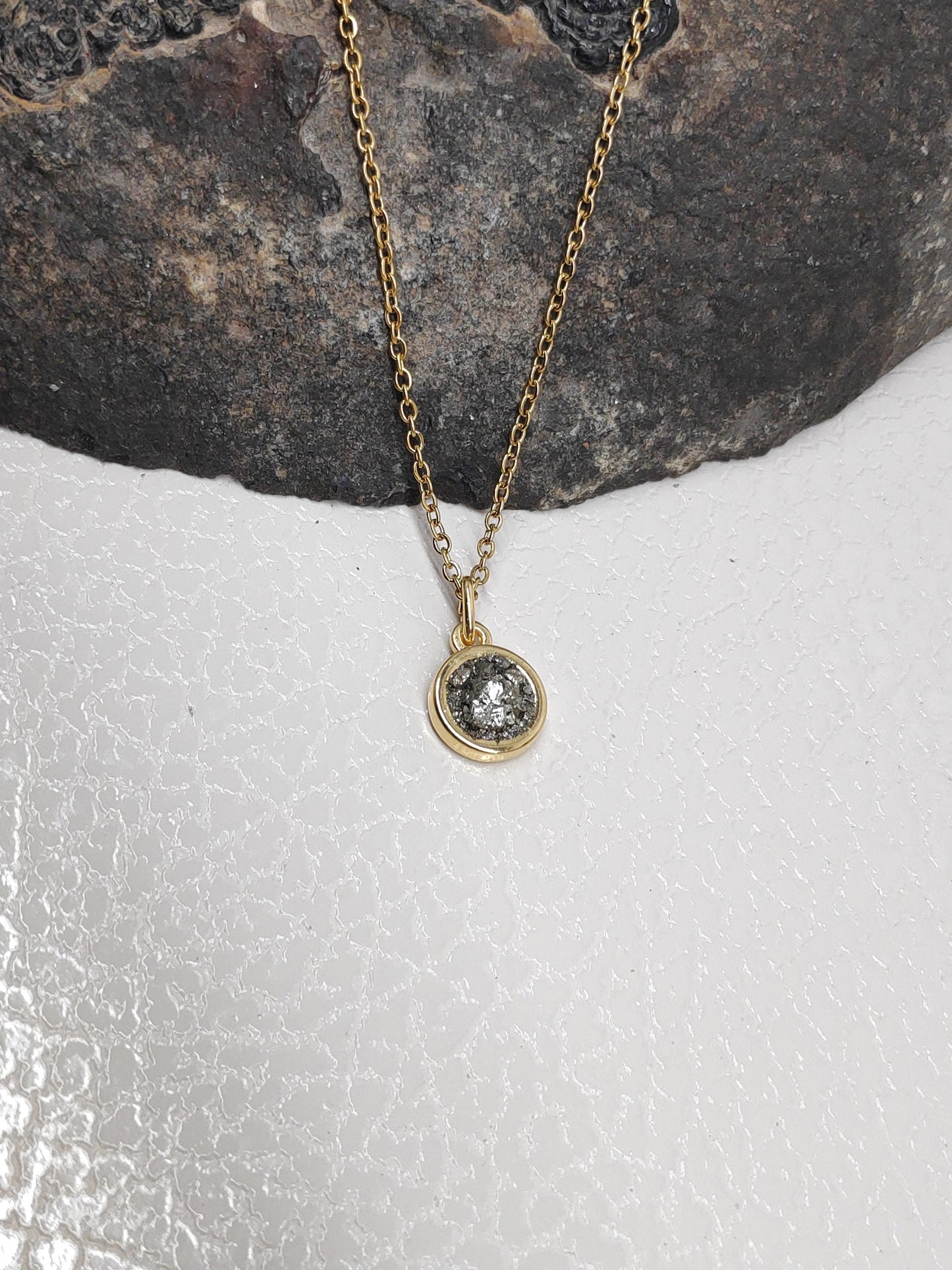 Raw Pyrite Cubes Pendant Necklace, wealth stone, healing, protection, tiny, dainty adjustable chain necklace, gift for woman