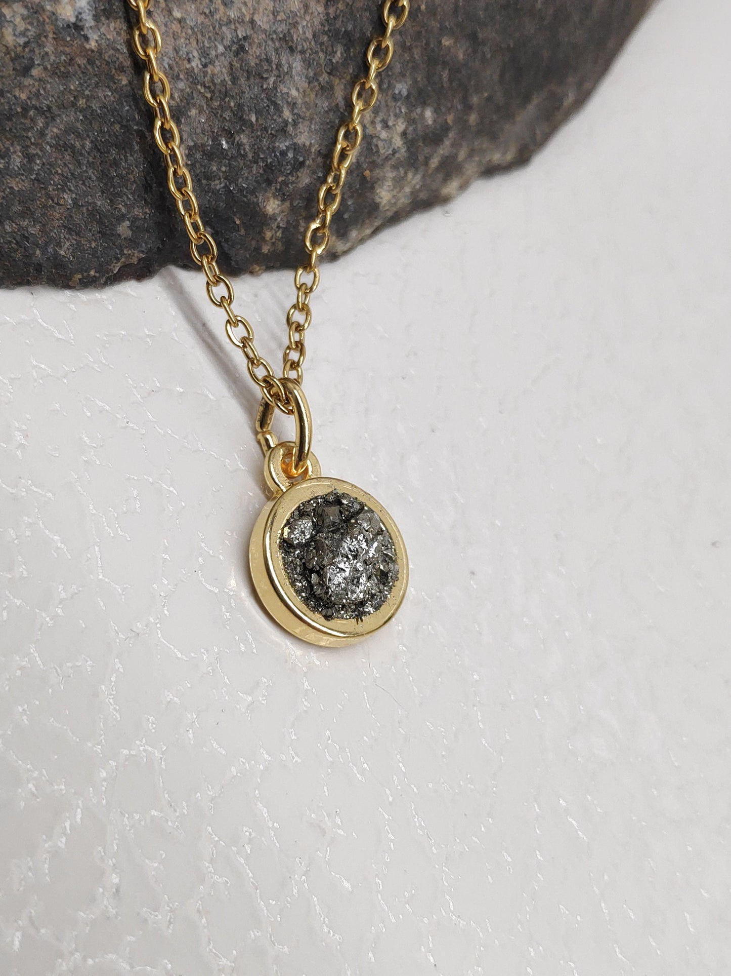 Raw Pyrite Cubes Pendant Necklace, wealth stone, healing, protection, tiny, dainty adjustable chain necklace, gift for woman