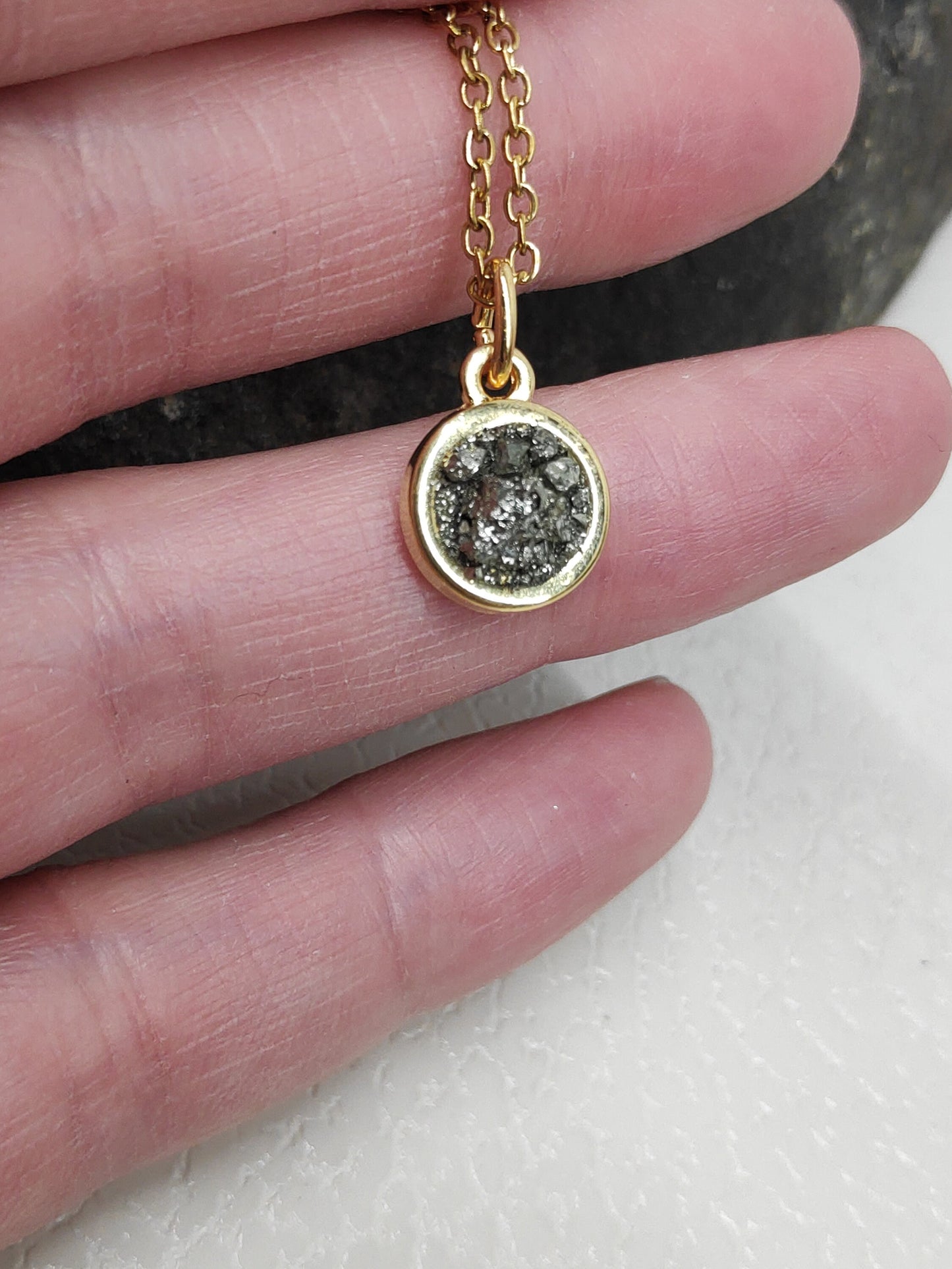 Raw Pyrite Cubes Pendant Necklace, wealth stone, healing, protection, tiny, dainty adjustable chain necklace, gift for woman