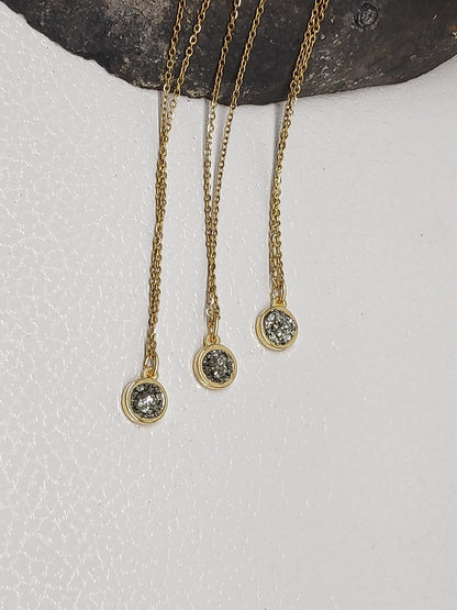 Raw Pyrite Cubes Pendant Necklace, wealth stone, healing, protection, tiny, dainty adjustable chain necklace, gift for woman