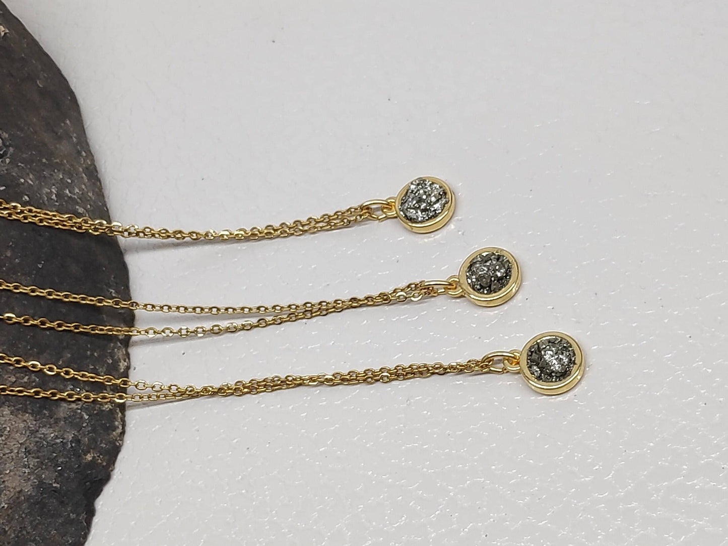 Raw Pyrite Cubes Pendant Necklace, wealth stone, healing, protection, tiny, dainty adjustable chain necklace, gift for woman