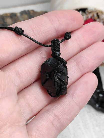 Black Tourmaline Pendant Necklace Raw Gemstone, evil eye Protection, Healing Crystal, Unisex, reiki, handmade Jewelry, Gift Idea