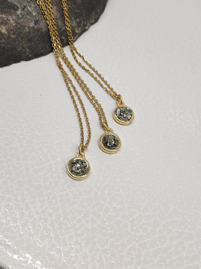Raw Pyrite Cubes Pendant Necklace, wealth stone, healing, protection, tiny, dainty adjustable chain necklace, gift for woman
