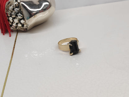 Raw Black Tourmaline adjustable finger ring, protection from black magic and negativity, evil eye, protection ring, Reiki stone