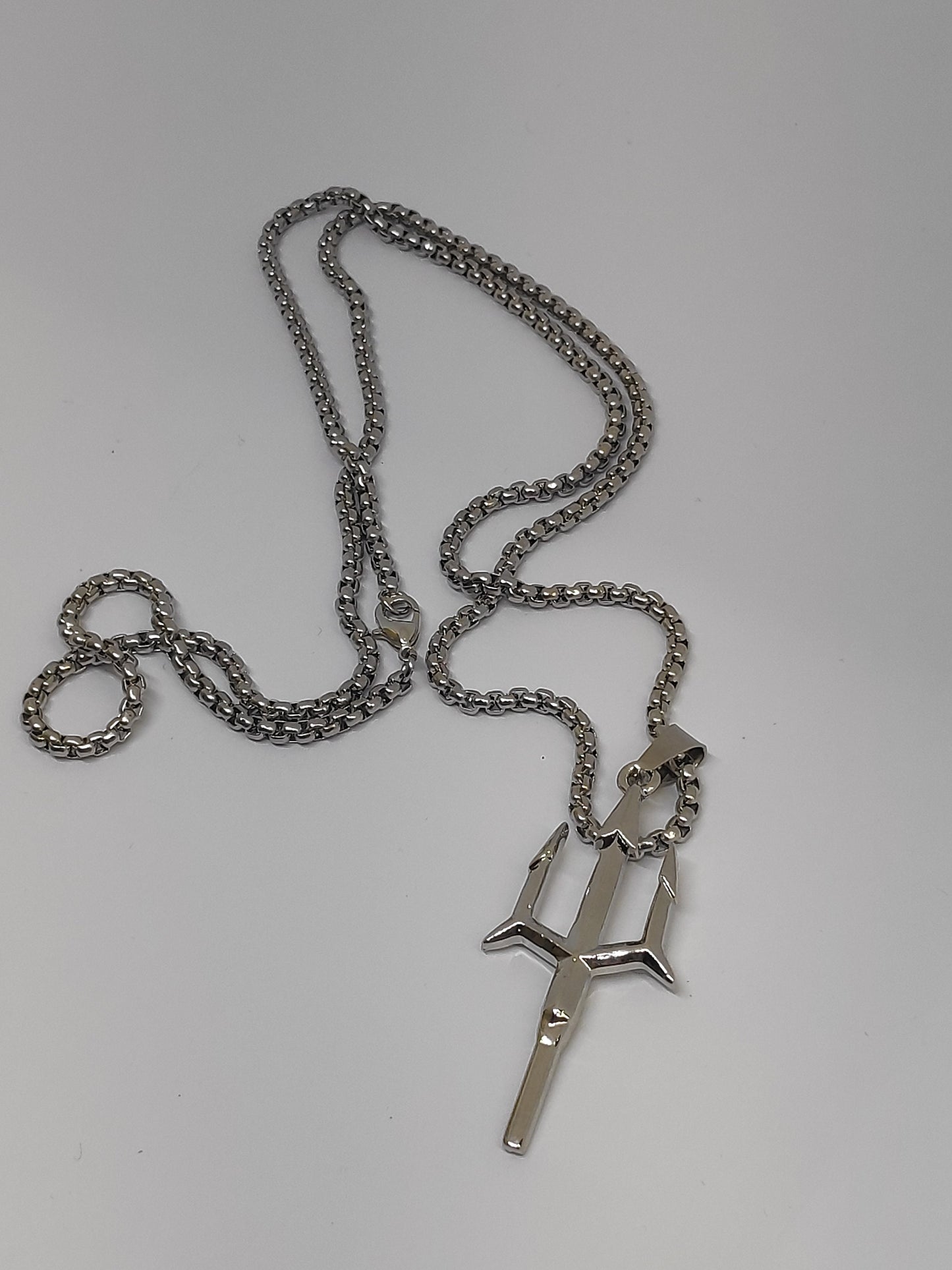 Poseidon Trident Pendant Necklace for men, Ancient Greek mythology, Retro Creative Domineer Neptune Harpoon Necklace, Casual trendy jewelry
