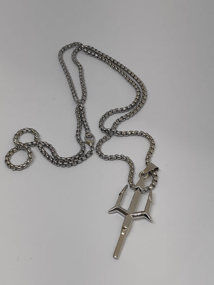 Poseidon Trident Pendant Necklace for men, Ancient Greek mythology, Retro Creative Domineer Neptune Harpoon Necklace, Casual trendy jewelry