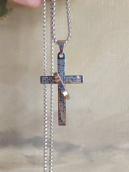 Christian Cross with circle Pendant Necklace men  silver colour stainless steel Religious pendant casual believer gift men accessories