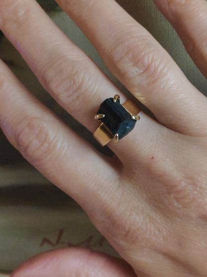 Raw Black Tourmaline adjustable finger ring, protection from black magic and negativity, evil eye, protection ring, Reiki stone