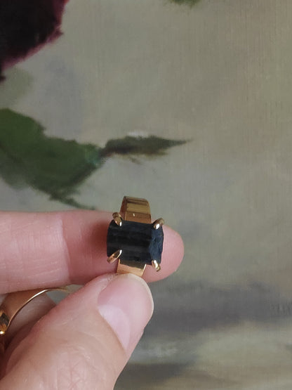 Raw Black Tourmaline adjustable finger ring, protection from black magic and negativity, evil eye, protection ring, Reiki stone