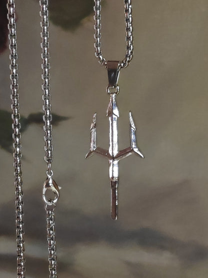 Poseidon Trident Pendant Necklace for men, Ancient Greek mythology, Retro Creative Domineer Neptune Harpoon Necklace, Casual trendy jewelry