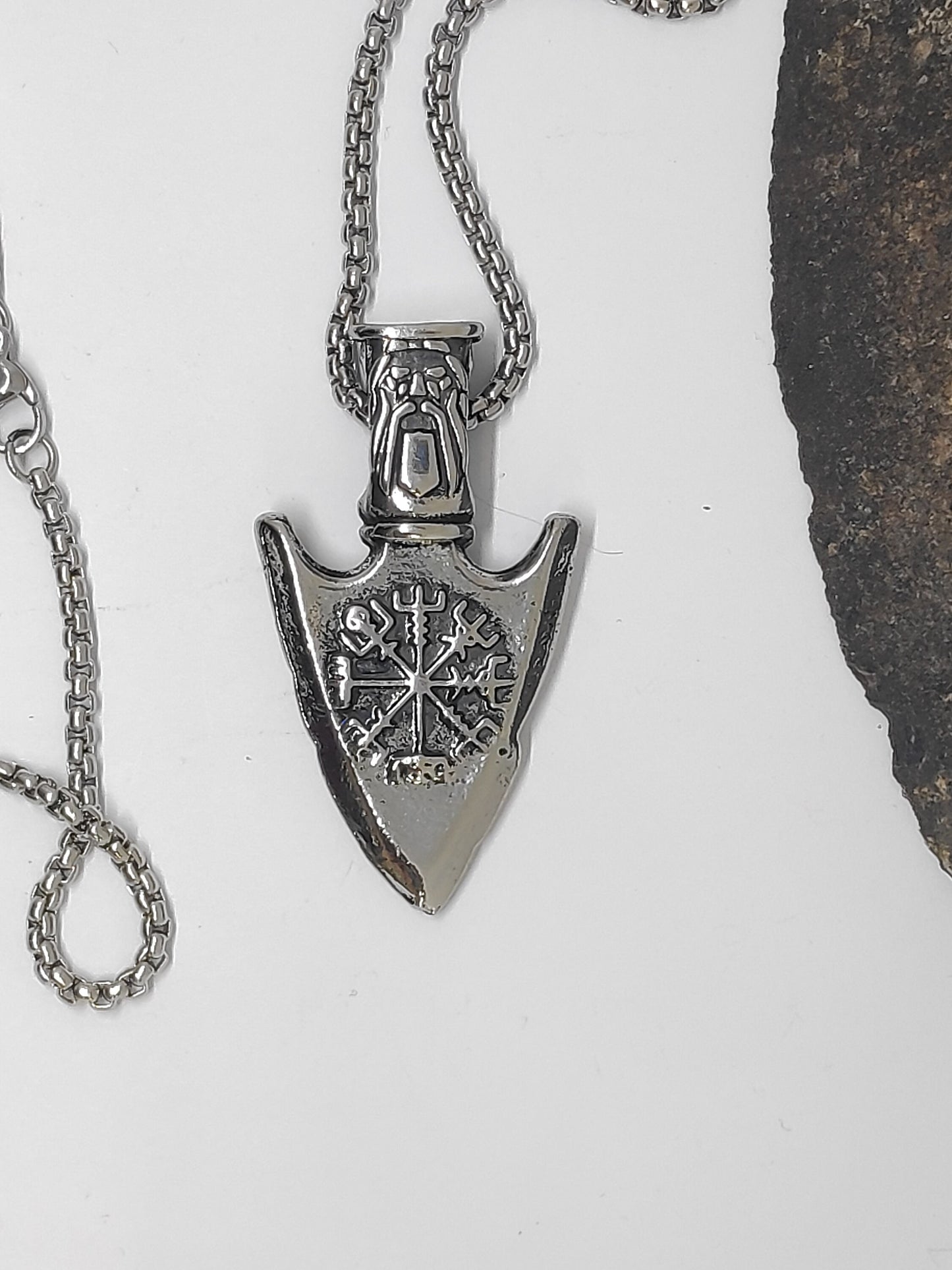 Nordic Celtic Pagan Symbol weapon spear head Pendant, Arrow pendant necklace men Ancient silver colour, retro, trendy amulet jewelry