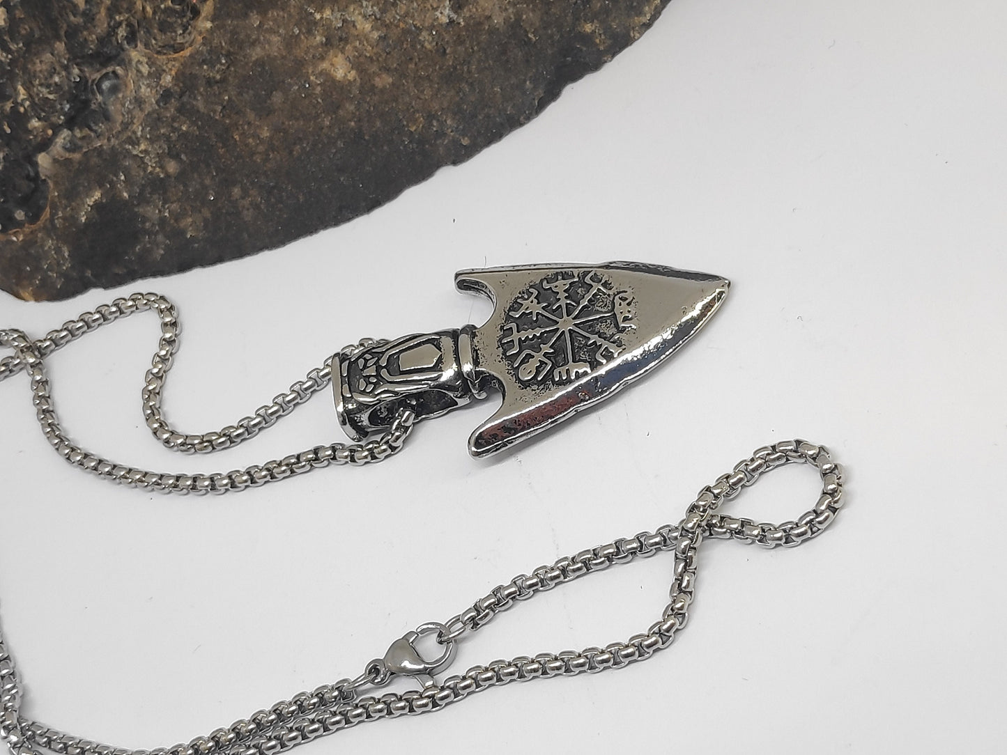 Nordic Celtic Pagan Symbol weapon spear head Pendant, Arrow pendant necklace men Ancient silver colour, retro, trendy amulet jewelry