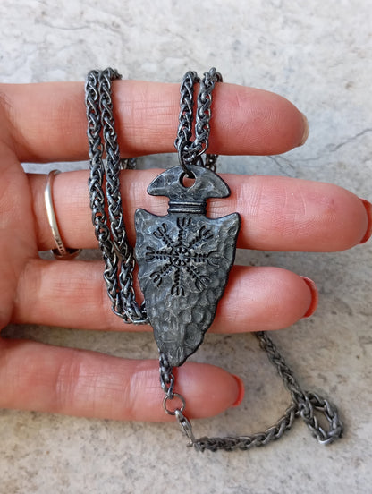 Arrow pendant necklace men Celtic Pagan Symbol rune weapon spear head Pendant, Ancient silver colour, Vintage, Viking, Nordic, retro, amulet