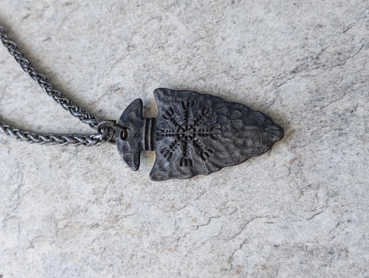 Arrow pendant necklace men Celtic Pagan Symbol rune weapon spear head Pendant, Ancient silver colour, Vintage, Viking, Nordic, retro, amulet