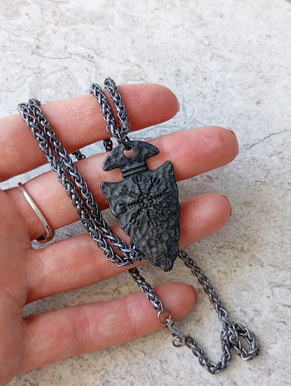 Arrow pendant necklace men Celtic Pagan Symbol rune weapon spear head Pendant, Ancient silver colour, Vintage, Viking, Nordic, retro, amulet