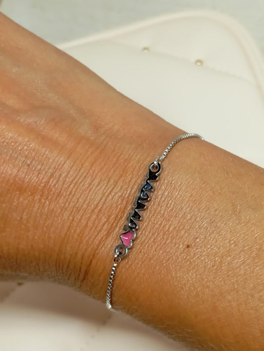 Mama heart bracelet, love my mommy, Charm  links chain, distance adjustable everyday bracelet for mom,  gift for women, gift for mother