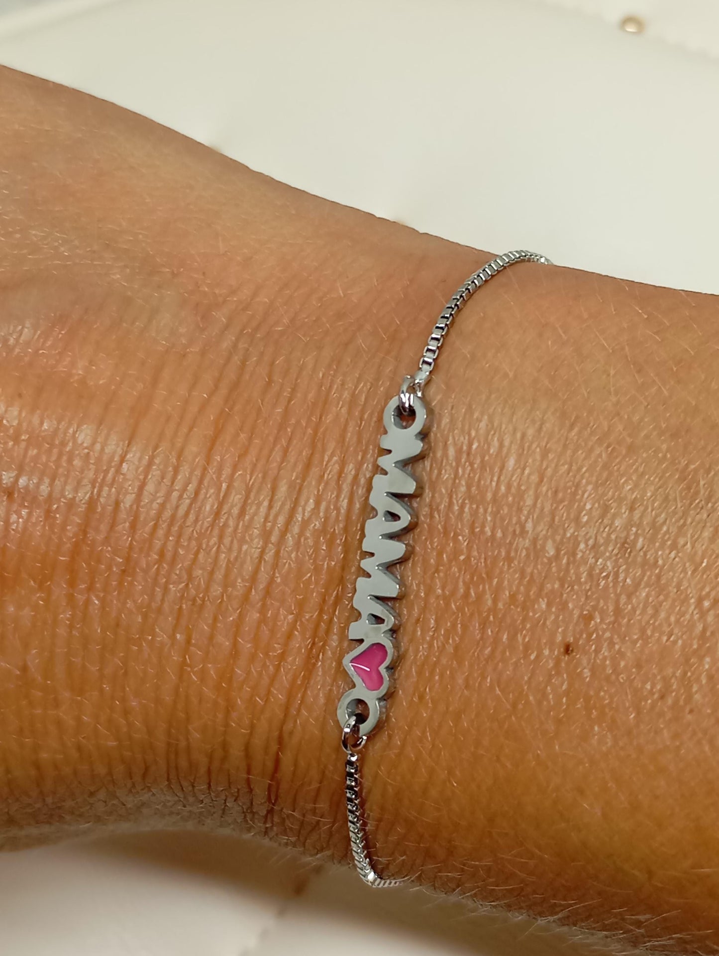 Mama heart bracelet, love my mommy, Charm  links chain, distance adjustable everyday bracelet for mom,  gift for women, gift for mother