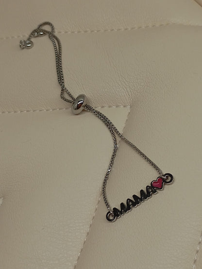 Mama heart bracelet, love my mommy, Charm  links chain, distance adjustable everyday bracelet for mom,  gift for women, gift for mother