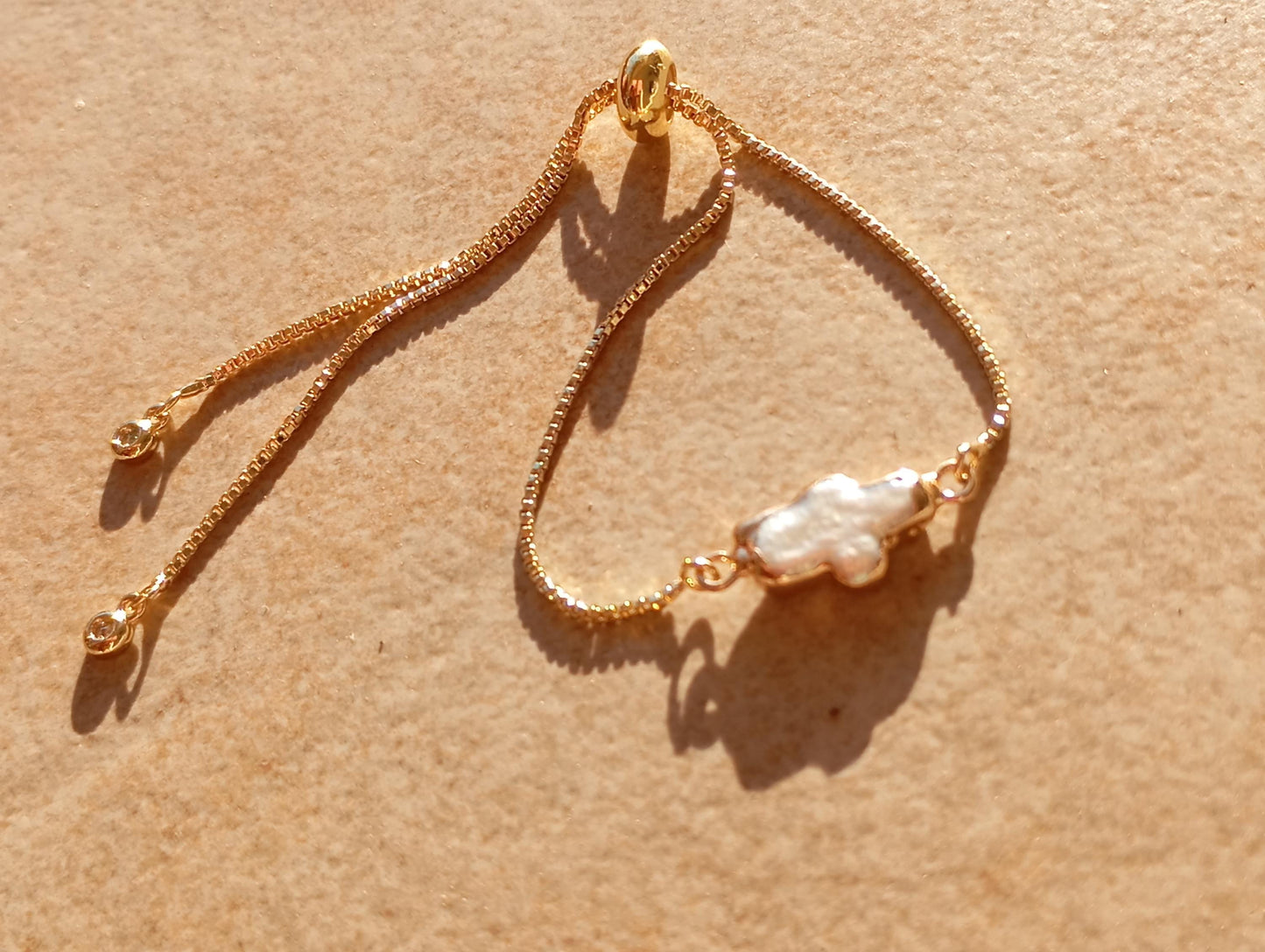 Cross shape freshwater pearl Charm Bracelet everyday Protection adjustable chain bracelet, Catholic Christian religious gift for women