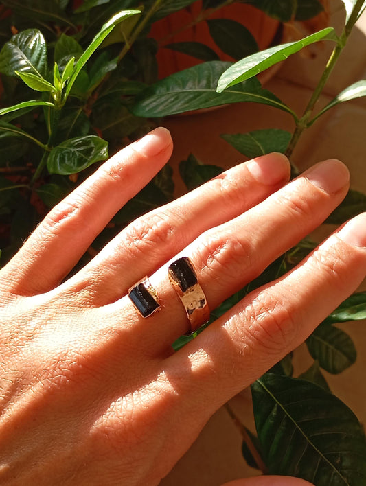 Raw Black Tourmaline adjustable ring, Reiki,antique, black gemstone, fashion dainty elegant women protection stone finger ring