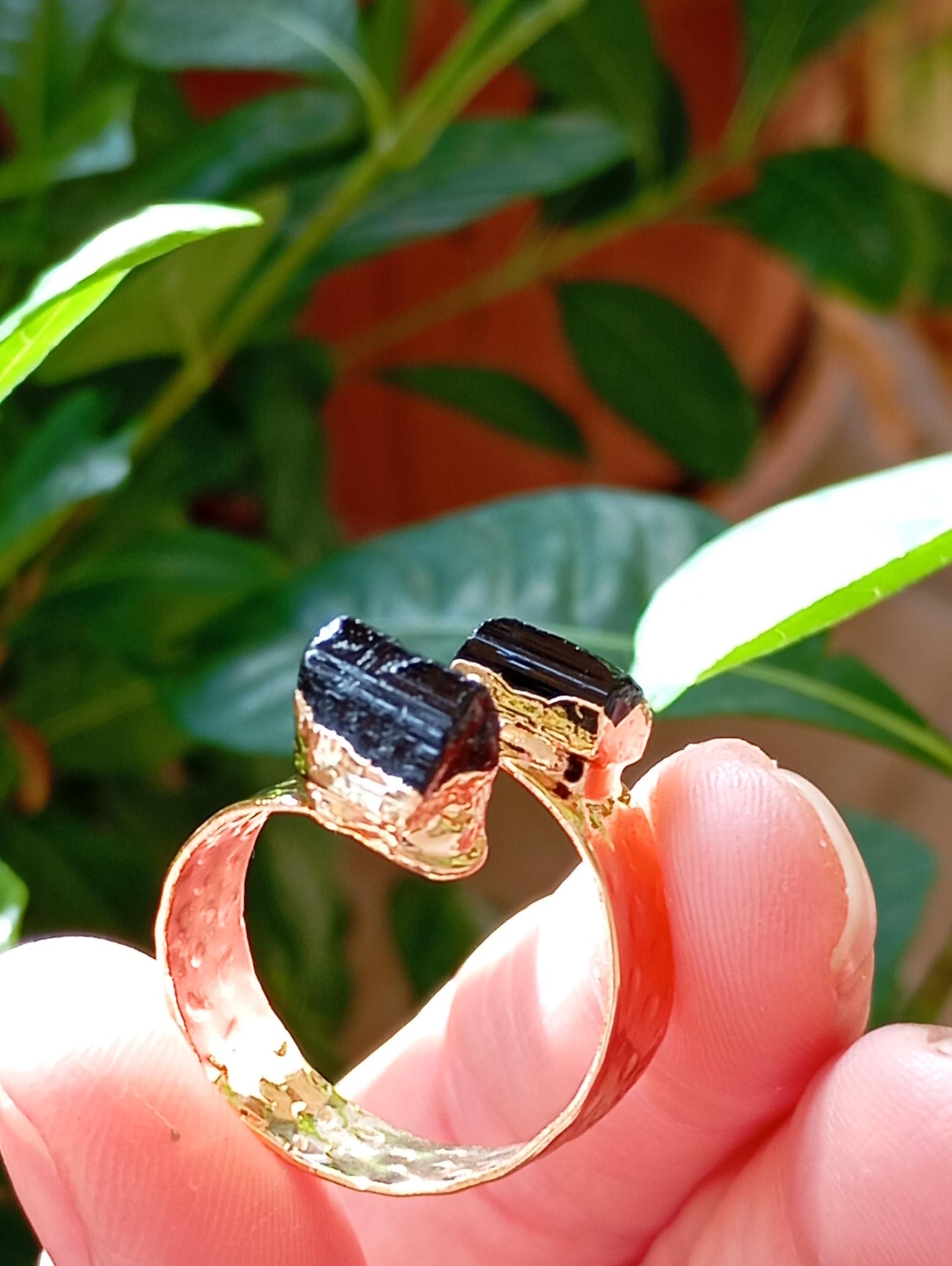 Raw Black Tourmaline adjustable ring, Reiki,antique, black gemstone, fashion dainty elegant women protection stone finger ring