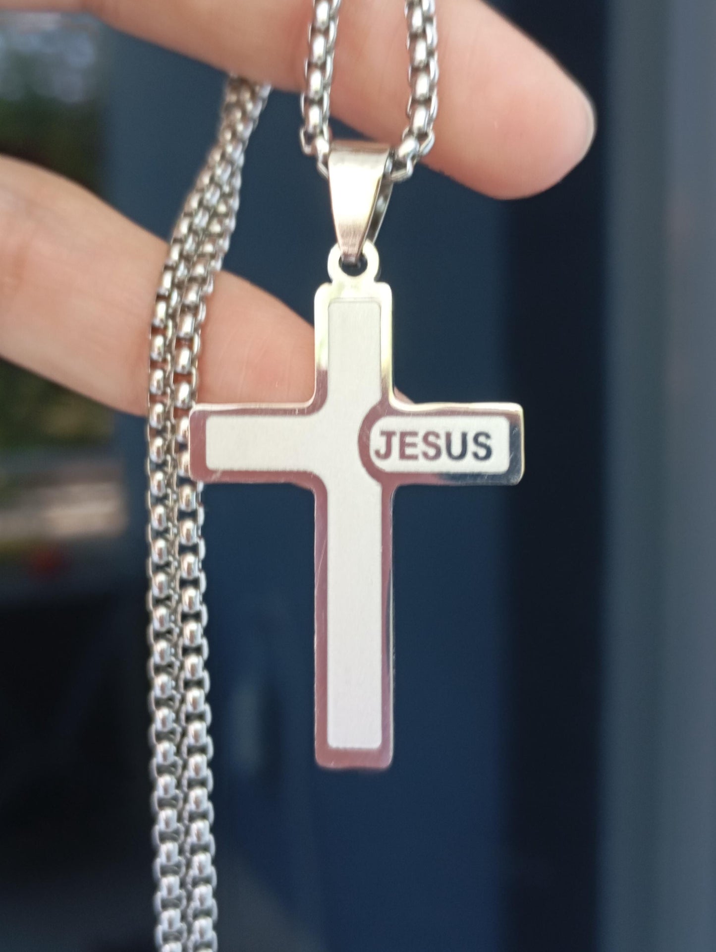 Love Jesus cross, Christian Cross Pendant Necklace for men stainless steel Religious,  prayer, baptism, church, prayer, believer gift man