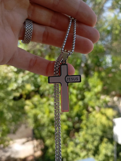 Love Jesus cross, Christian Cross Pendant Necklace for men stainless steel Religious,  prayer, baptism, church, prayer, believer gift man