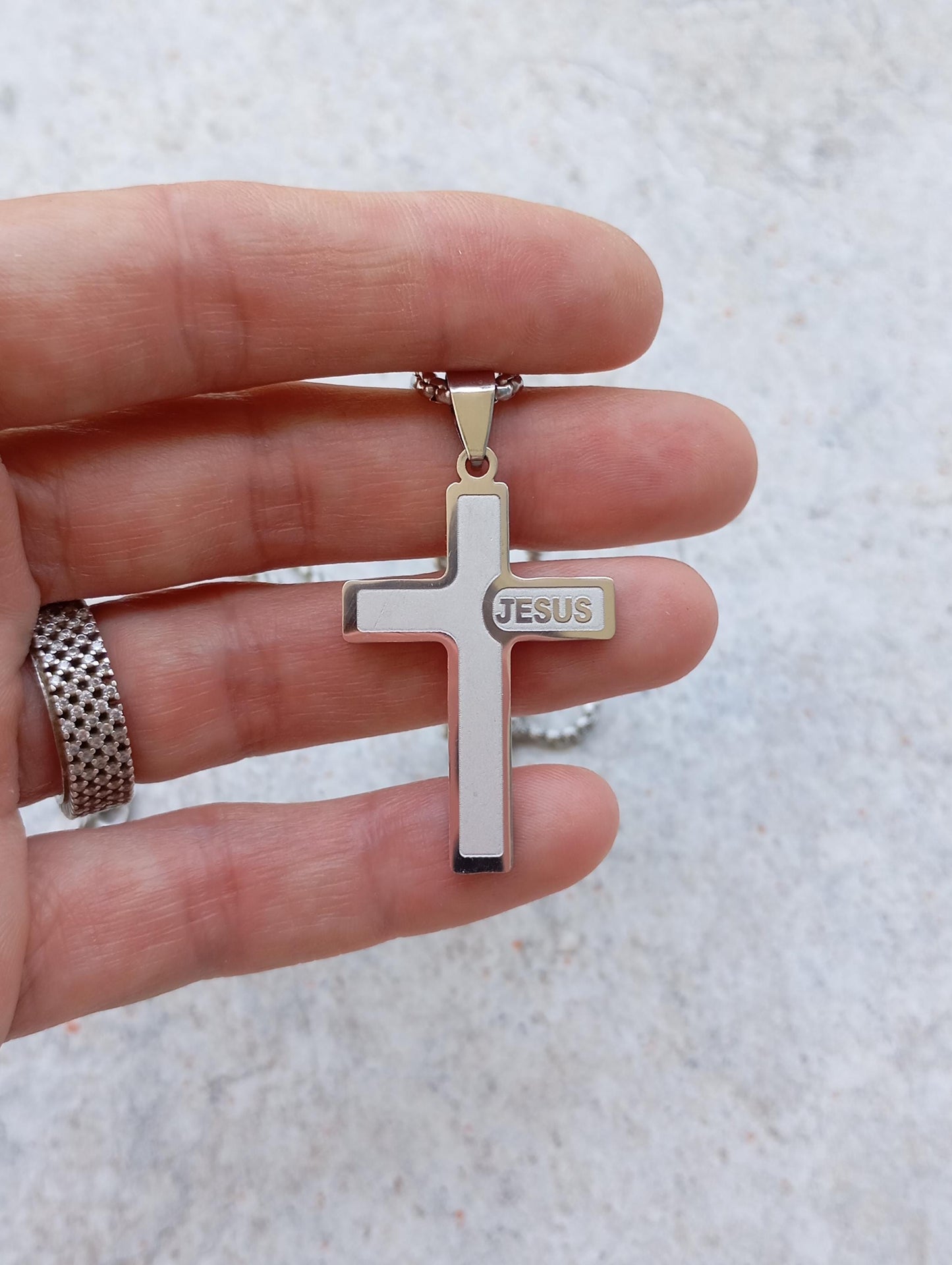 Love Jesus cross, Christian Cross Pendant Necklace for men stainless steel Religious,  prayer, baptism, church, prayer, believer gift man