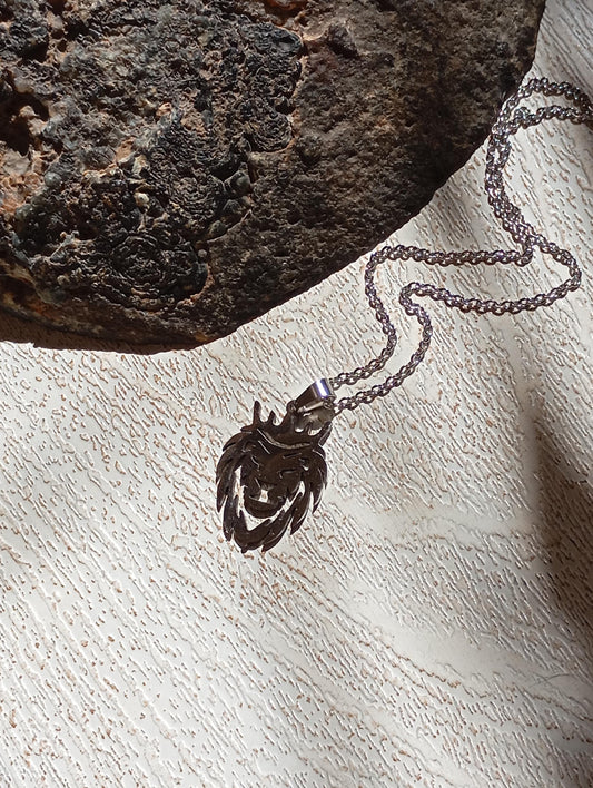 Crown Lion King Pendant Necklace, Animal pendant stainless still, Exquisite Fashion Charm  casual Necklace Gift for Man, lion head pendant