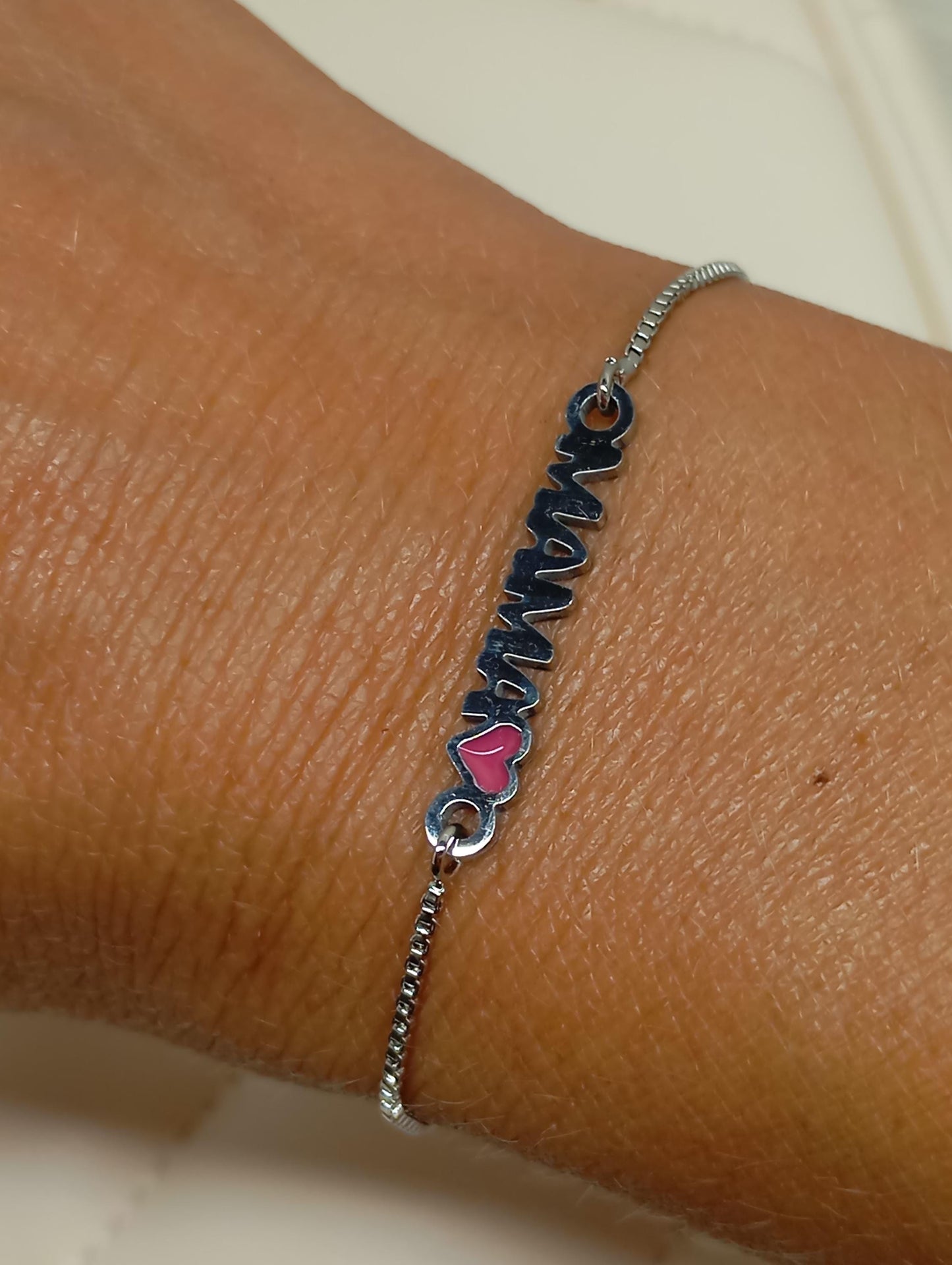 Mama heart bracelet, love my mommy, Charm  links chain, distance adjustable everyday bracelet for mom,  gift for women, gift for mother
