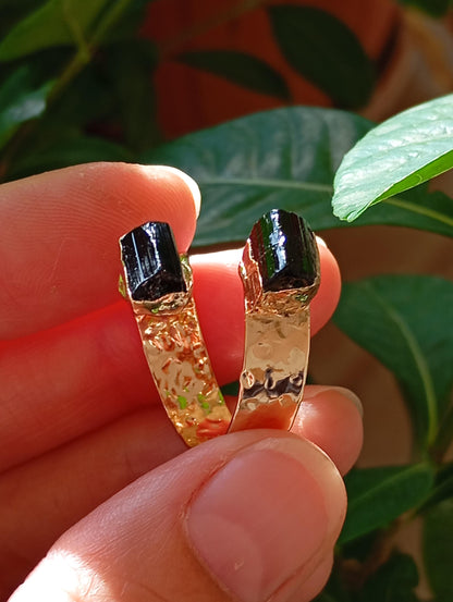 Raw Black Tourmaline adjustable ring, Reiki,antique, black gemstone, fashion dainty elegant women protection stone finger ring