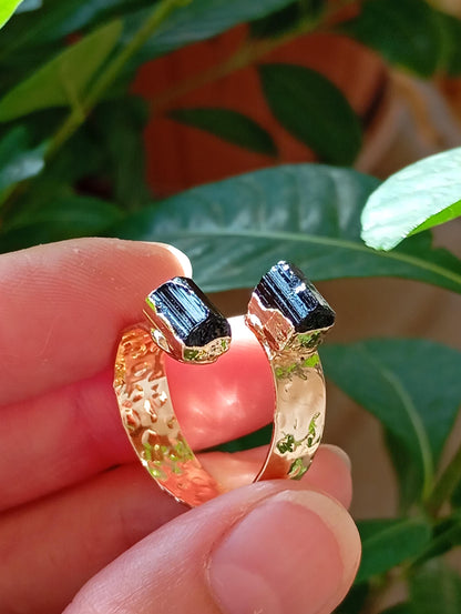 Raw Black Tourmaline adjustable ring, Reiki,antique, black gemstone, fashion dainty elegant women protection stone finger ring