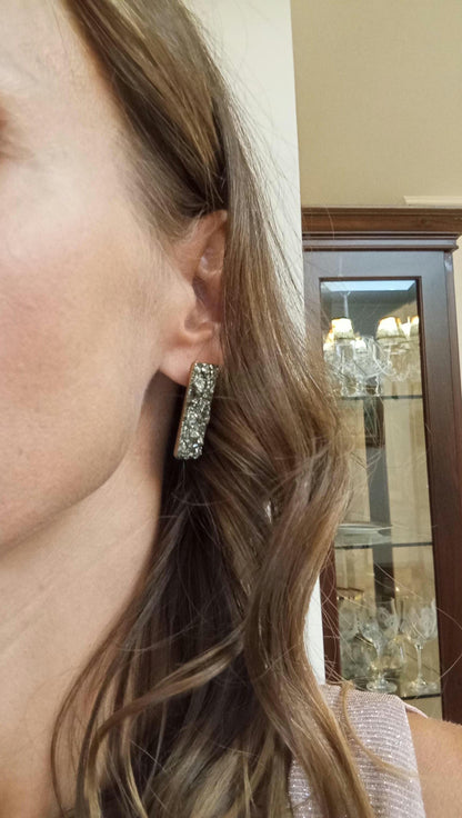 Pyrite Rectangular Studs Earrings, Wealth stone Healing Protection earrings, raw Iron Pyrite earrings, handmade, dainty, gemstone