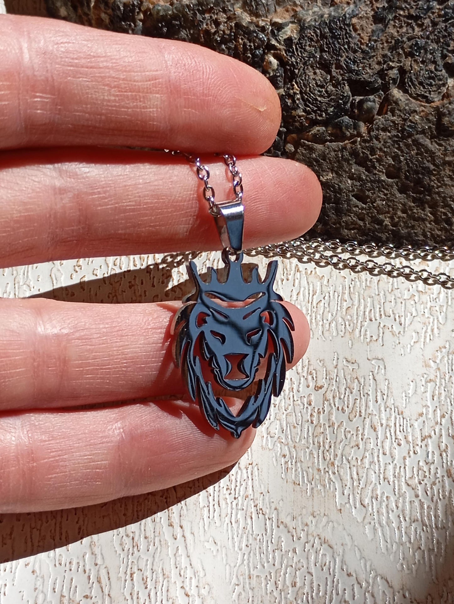 Crown Lion King Pendant Necklace, Animal pendant stainless still, Exquisite Fashion Charm  casual Necklace Gift for Man, lion head pendant