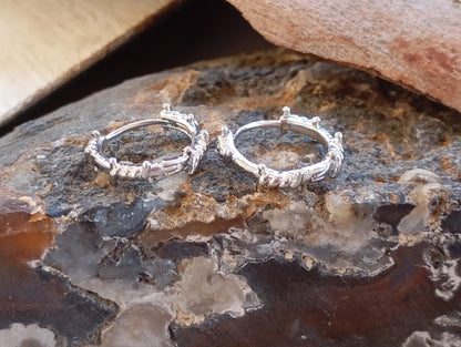 Mens Thorns hoops silver colour for men or women , Punk hippie Piercing Round ring metal simple circle earrings