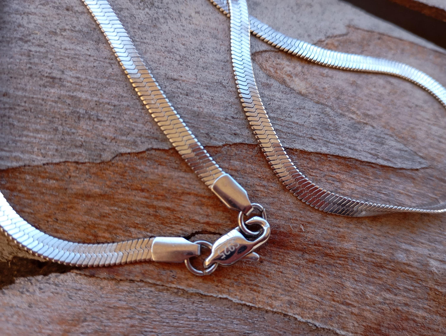 Flat herringbone snake chain, Neck chain sterling silver,  charm trendy bohemian necklace , trendy gift for women