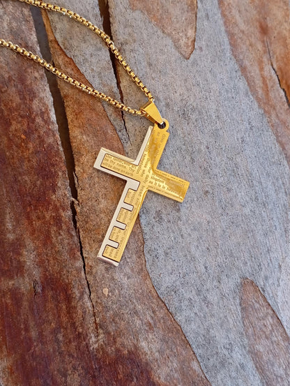 Christian Cross Pendant Necklace men  stainless steel, Religious prayer cross pendant, believer gift, church, bible, amulet protection