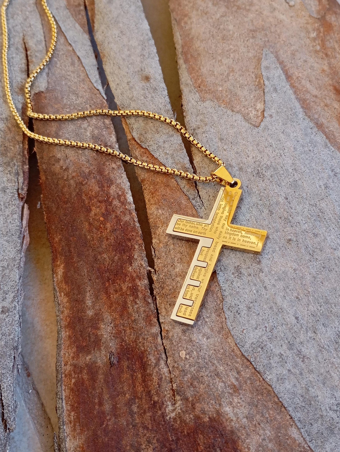 Christian Cross Pendant Necklace men  stainless steel, Religious prayer cross pendant, believer gift, church, bible, amulet protection