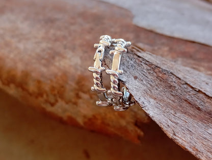 Mens Thorns hoops silver colour for men or women , Punk hippie Piercing Round ring metal simple circle earrings