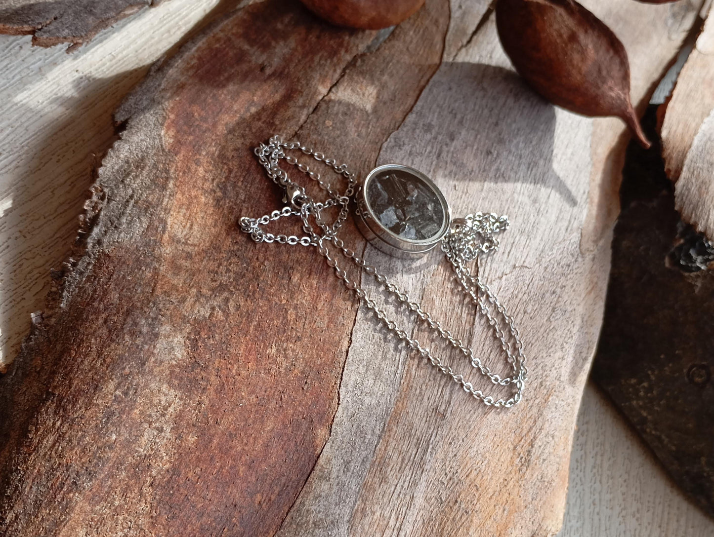 Raw Black Tourmaline in round glass locked Pendant Protection Necklace, Gemstone Healing crystal,bohemian charm  reiki, mascot