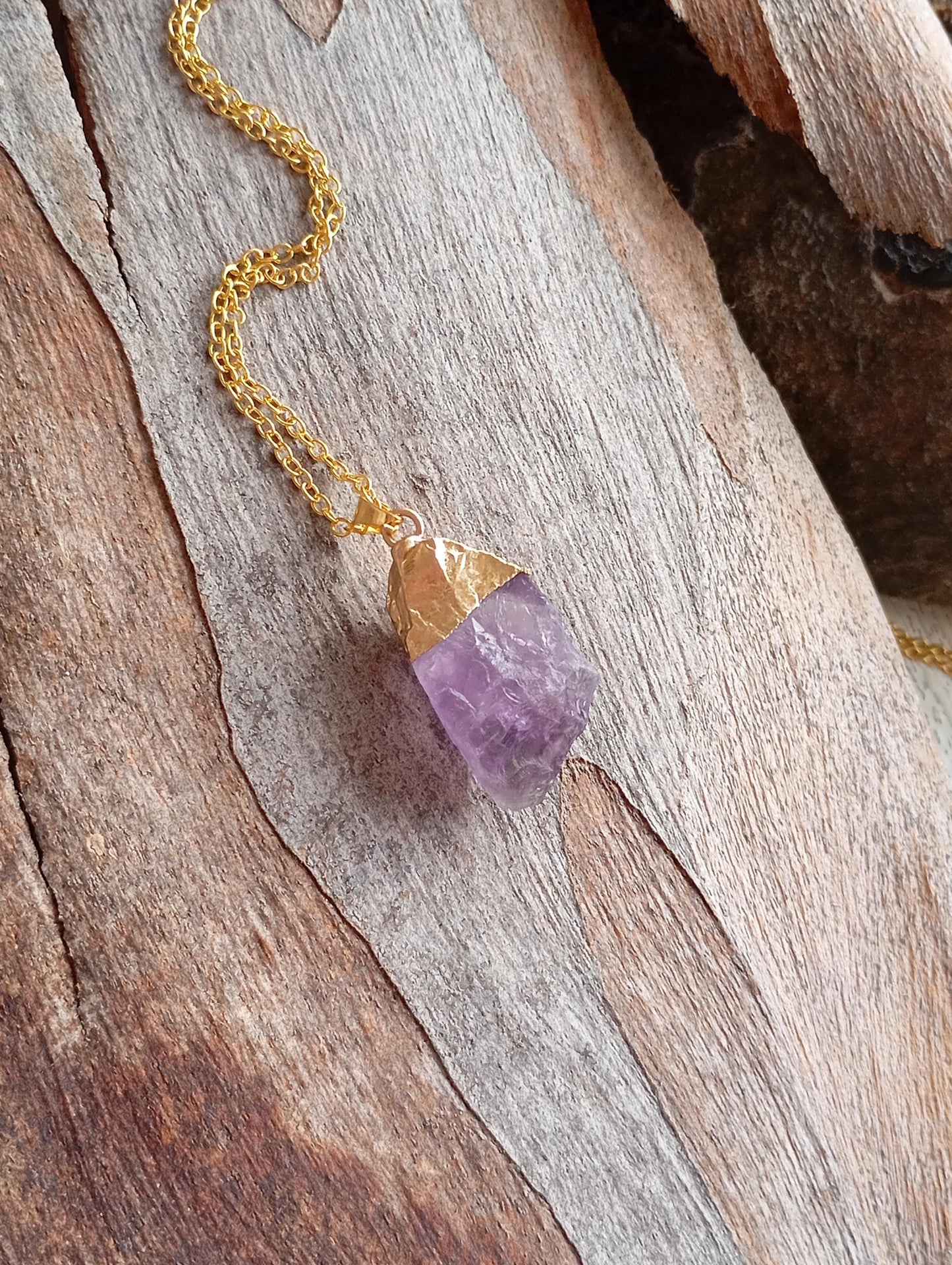 Crystal quartz Pendant Necklace Beautiful gold Electroplated crystal necklace, Reiki, Healing Gorgeous Dainty Necklace natural raw Gemstone