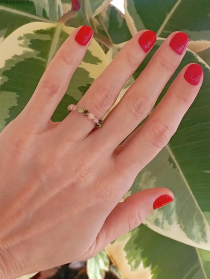 Tourmaline beads ring, natural gemstone open finger ring, dainty, matching elegant bohemian, adjustable ring