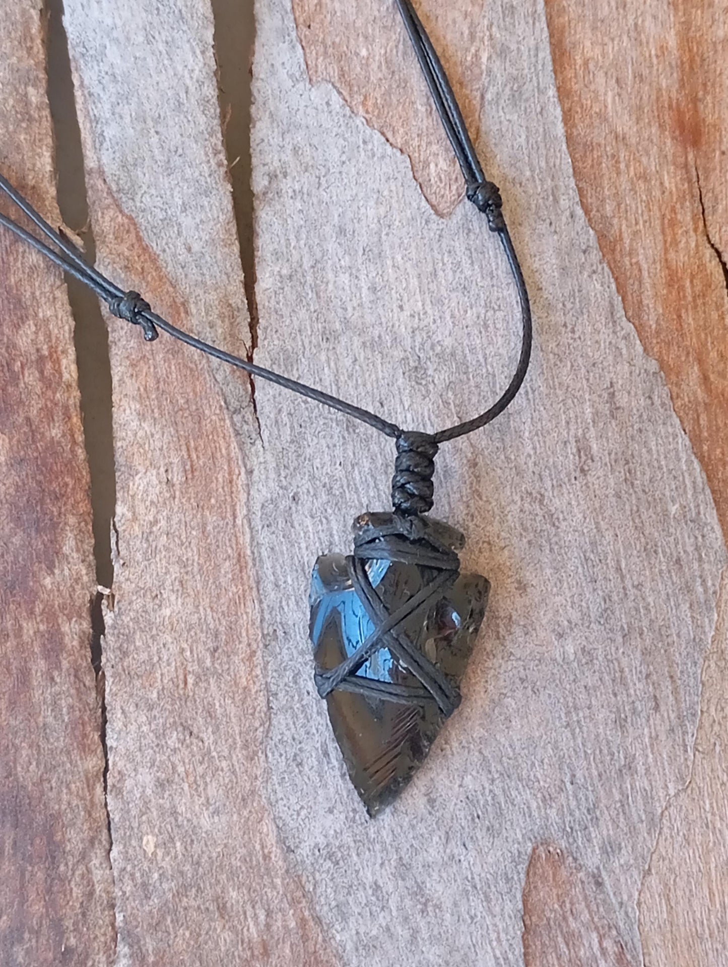 Raw Black Obsidian Arrowhead Pendant Necklace, Handmade  Carved Crystal Arrowhead Necklace, Energy Protection Healing Crystal Pendant