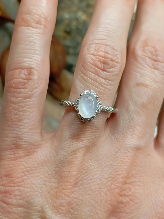 Moonstone finger ring adjustable dainty oval cabochon ring, protection stone, stunning exquisite gorgeous bohemian ring,gift for girlfriend