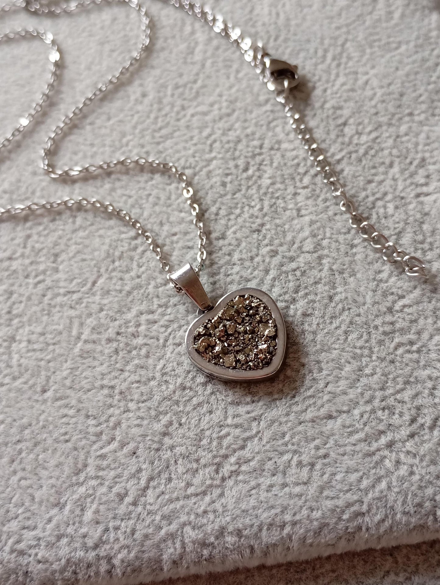 Heart pendant Raw Pyrite pendant Necklace, Wealth stone Necklace, Handmade Protection, bohemian finding, gift for girlfriend, wife