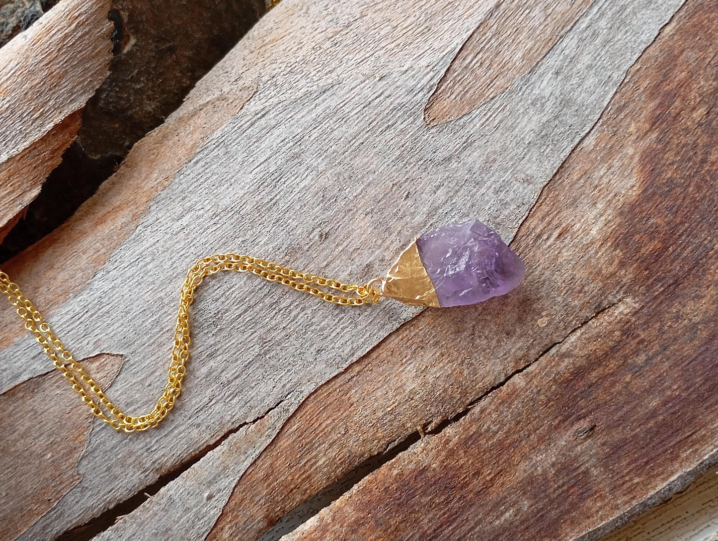 Crystal quartz Pendant Necklace Beautiful gold Electroplated crystal necklace, Reiki, Healing Gorgeous Dainty Necklace natural raw Gemstone