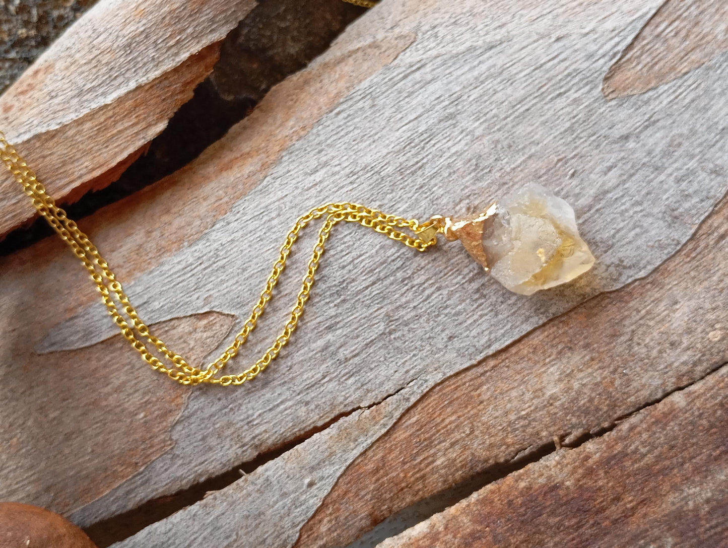 Crystal quartz Pendant Necklace Beautiful gold Electroplated crystal necklace, Reiki, Healing Gorgeous Dainty Necklace natural raw Gemstone